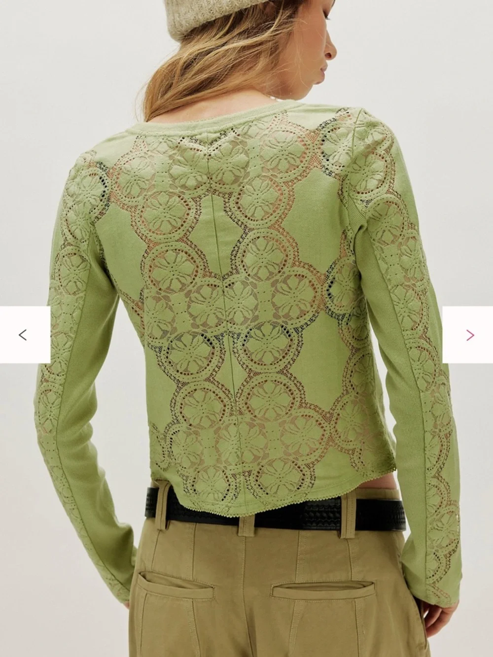 Free People Jae Sheer Lace Knit Long Sleeve Top - Picture 2 of 7